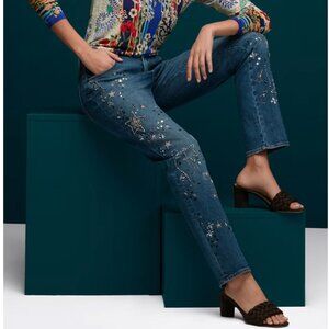 Johnny Was Floral Estela Beaded Boyfriend Jeans